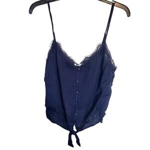 NWT Sophia Rue Navy Blue Amanda Lace Detail Cami Tank Top Women's Size XL